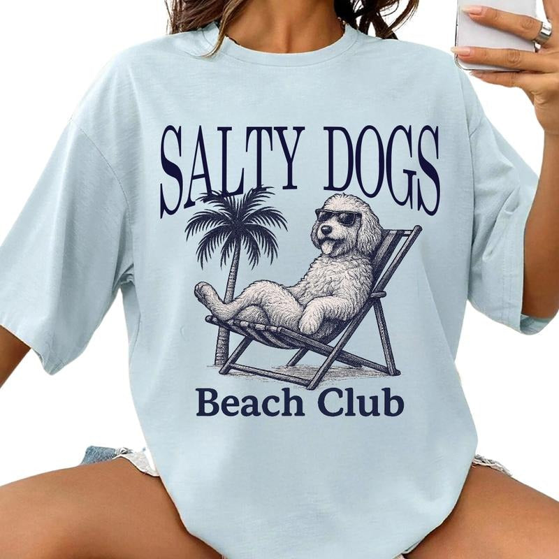 Salty Dogs Beach Club Doodle Relaxed Fit Printed USA - Adult & Kids T-Shirts, Sweatshirts & Hoodies apparel design preview 1