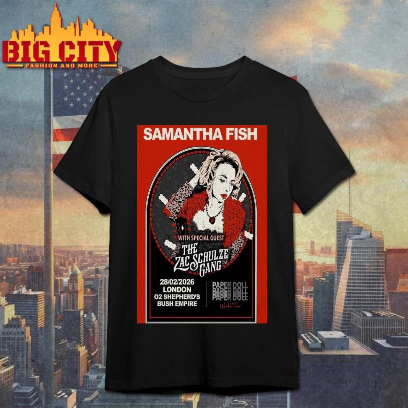 Samantha Fish Paper Doll World Tour, London Feb 28 - Adult & Kids T-Shirts, Sweatshirts & Hoodies apparel design preview 1