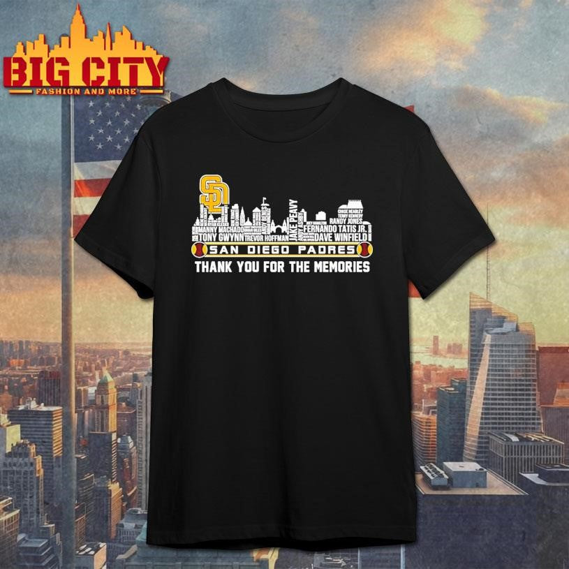 San Diego Padres Players Names City Skyline Thank You - Adult & Kids T-Shirts, Sweatshirts & Hoodies apparel design preview 1
