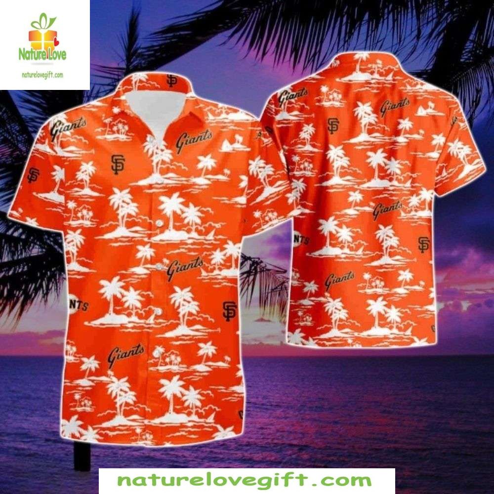 San Francisco Giants Hawaiian Orange Palms MLB - Adult & Kids T-Shirts, Sweatshirts & Hoodies apparel design preview 1