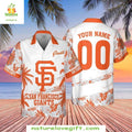 San Francisco Giants Hawaiian Custom Hibiscus Palm - Adult & Kids T-Shirts, Sweatshirts & Hoodies apparel design preview 1