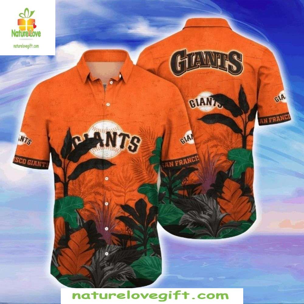 San Francisco Giants Hawaiian Tropical Leaf Aloha - Adult & Kids T-Shirts, Sweatshirts & Hoodies apparel design preview 1