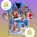Santa And Snowman Party Blue Big Tall Hawaiian - Adult & Kids T-Shirts, Sweatshirts & Hoodies apparel design preview 1