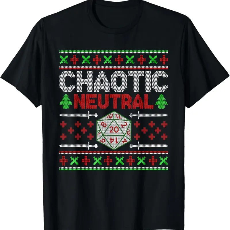 Santa Chaotic Neutral D20 Ugly Tabletop - Adult & Kids T-Shirts, Sweatshirts & Hoodies apparel design preview 1