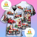 Santa Claus And Red Truck Blue Best Hawaiian - Adult & Kids T-Shirts, Sweatshirts & Hoodies apparel design preview 1
