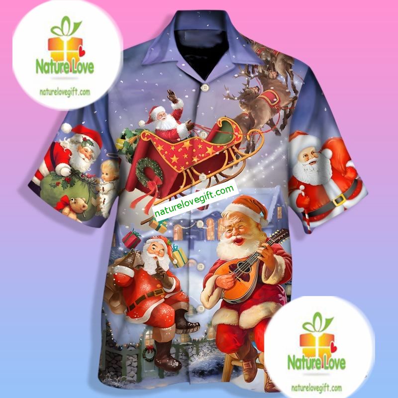 Santa Claus And Reindeer Purple Family Hawaiian - Adult & Kids T-Shirts, Sweatshirts & Hoodies apparel design preview 1