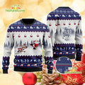 Santa Claus And Reindeer Speed Skating Funny Ugly Christmas Sweater - Holiday Gift product image