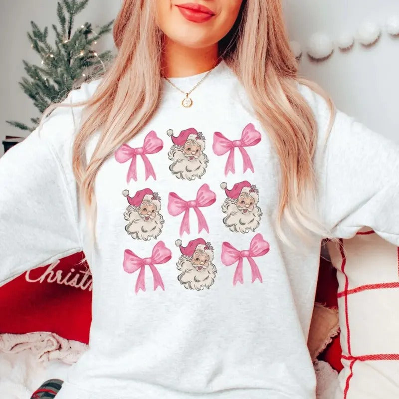 Santa Claus Bow Collage Merry Cute - Adult & Kids T-Shirts, Sweatshirts & Hoodies apparel design preview 1