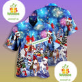 Santa Claus Bully Dog Mom Dad Blue 80S Hawaiian - Adult & Kids T-Shirts, Sweatshirts & Hoodies apparel design preview 1