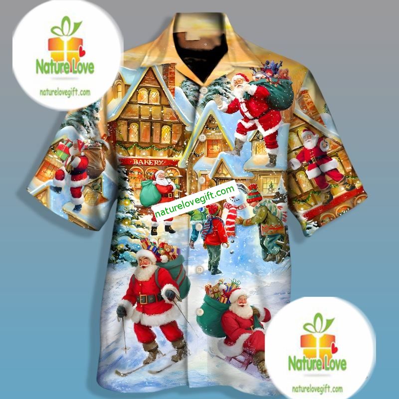 Santa Claus In The Town Yellow Nice Hawaiian - Adult & Kids T-Shirts, Sweatshirts & Hoodies apparel design preview 1