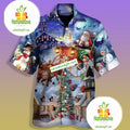 Santa Claus Is Coming To Town Blue Cheap Hawaiian - Adult & Kids T-Shirts, Sweatshirts & Hoodies apparel design preview 1