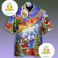 Santa Claus Plays Musical Instruments Blue Cheap - Adult & Kids T-Shirts, Sweatshirts & Hoodies apparel design preview 1