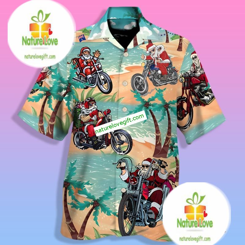 Santa Claus Ride Motorbike Plus Size Hawaiian - Adult & Kids T-Shirts, Sweatshirts & Hoodies apparel design preview 1
