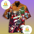 Santa Claus Skull Orange Slim Fit Hawaiian - Adult & Kids T-Shirts, Sweatshirts & Hoodies apparel design preview 1