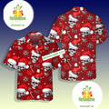 Santa Claus Skulls With Candy Canes Red Hawaiian - Adult & Kids T-Shirts, Sweatshirts & Hoodies apparel design preview 1