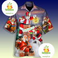 Santa Claus Throwing Gifts Down The Chimney Purrple - Adult & Kids T-Shirts, Sweatshirts & Hoodies apparel design preview 1