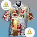 Santa Claus With Deer Grey Youth Hawaiian - Adult & Kids T-Shirts, Sweatshirts & Hoodies apparel design preview 1