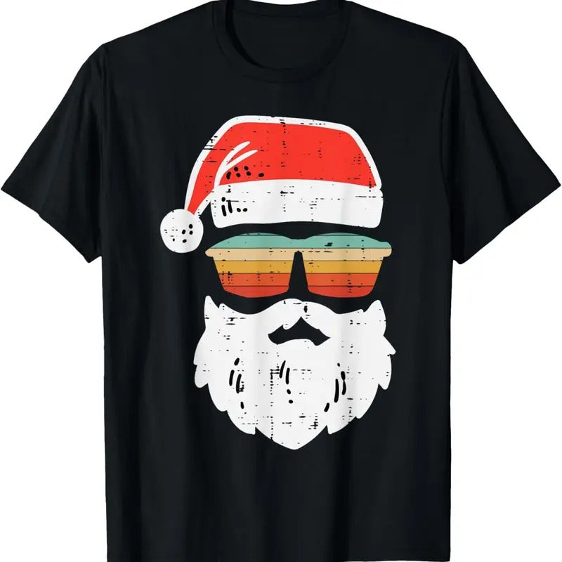 Santa Face Retro Sunglasses Xmas - Adult & Kids T-Shirts, Sweatshirts & Hoodies apparel design preview 1