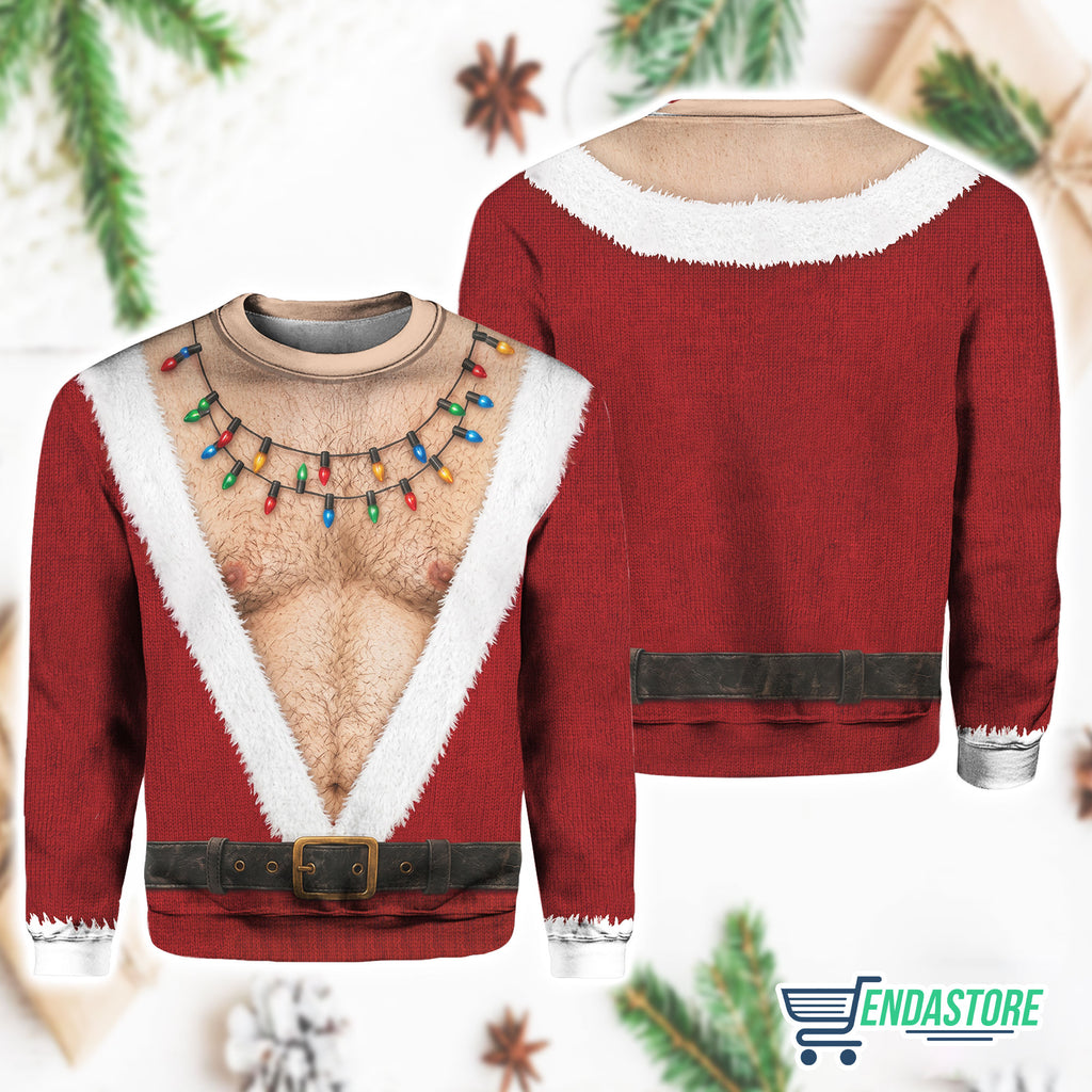 Santa Hairy Chest 3D Ugly Christmas Sweater - Holiday Gift product image