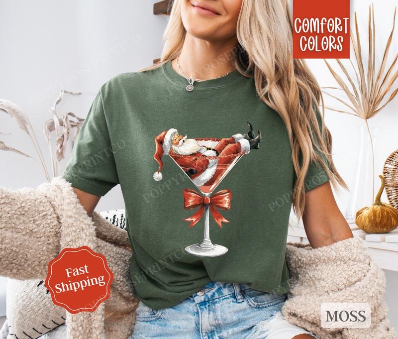 Santa Martini Comfort Colors - Adult & Kids T-Shirts, Sweatshirts & Hoodies apparel design preview 1