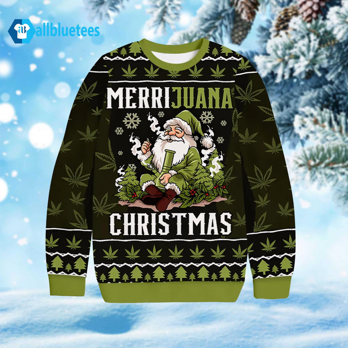 Santa Merrijuana Ugly Christmas Sweater - Holiday Gift product image