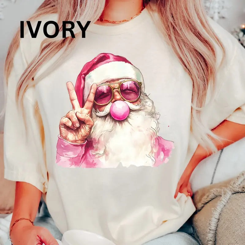 Santa Peace Sign Festive Printed Cotton Comfortable - Adult & Kids T-Shirts, Sweatshirts & Hoodies apparel design preview 1