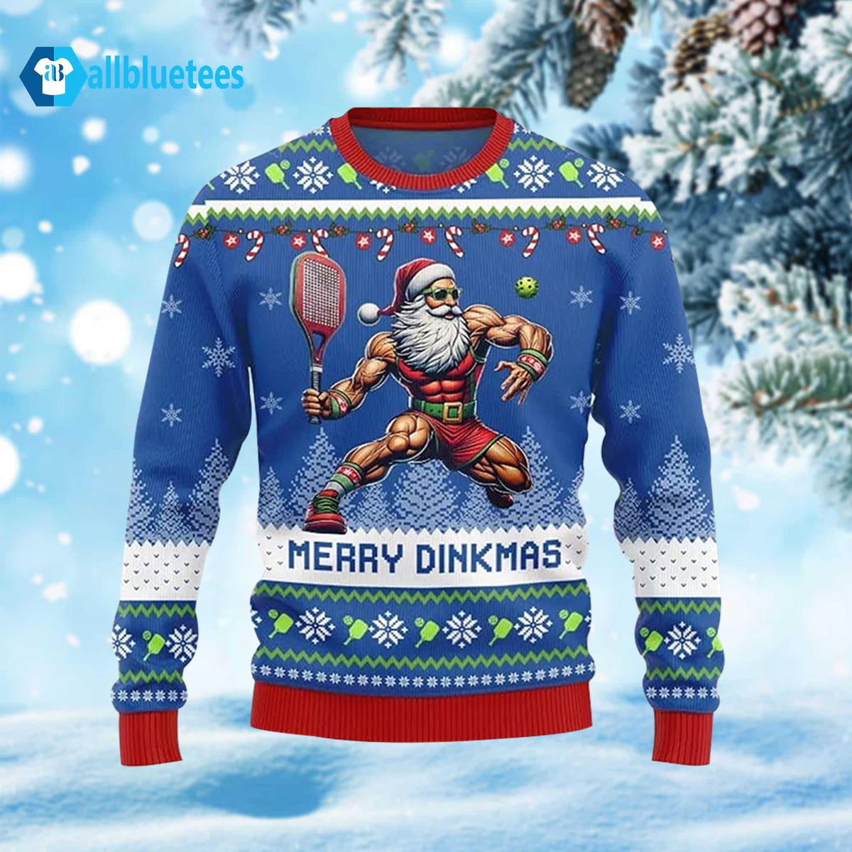 Santa Pickleball Merry Dinkmas Ugly Christmas Sweater - Holiday Gift product image