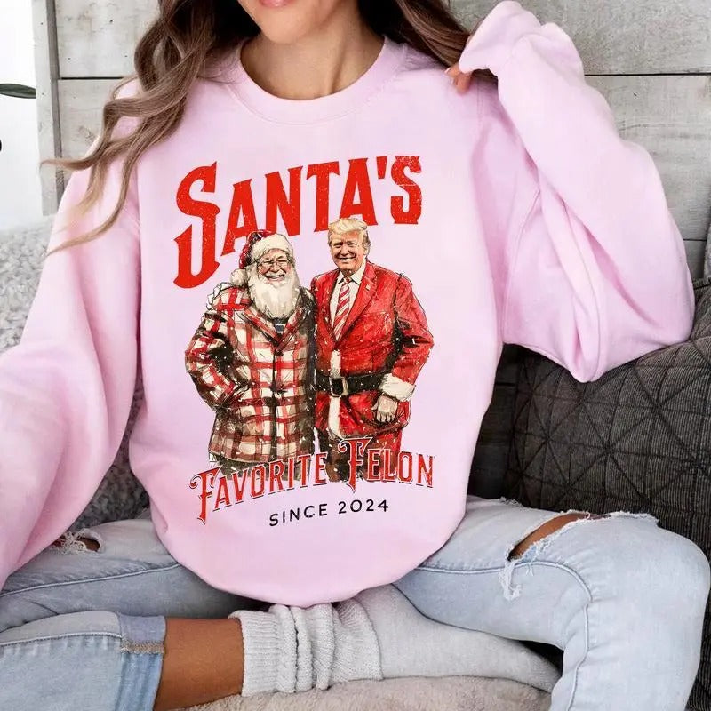 Santa'S Favorite Felon Trum Funny Republican - Adult & Kids T-Shirts, Sweatshirts & Hoodies apparel design preview 1