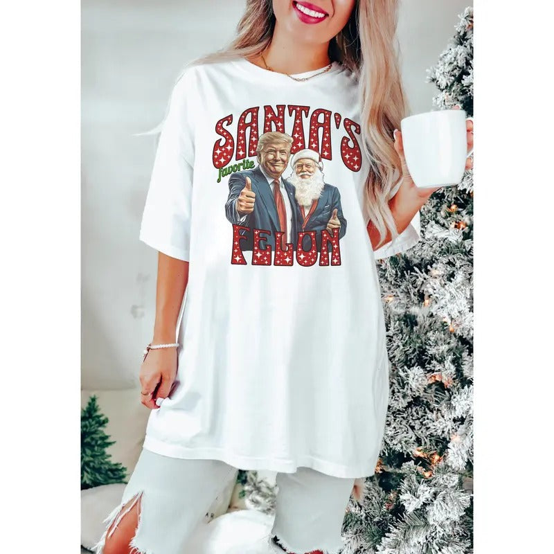 Santa'S Favorite Felon Trump Republican Funny Party - Adult & Kids T-Shirts, Sweatshirts & Hoodies apparel design preview 1
