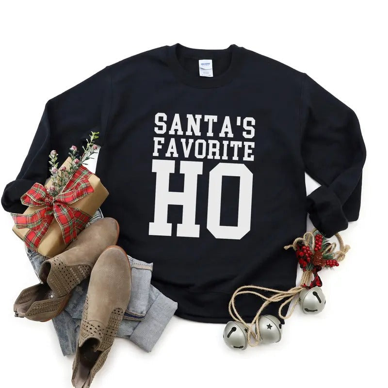 Santa'S Favorite Ho Funny Santa Best Friend Casual - Adult & Kids T-Shirts, Sweatshirts & Hoodies apparel design preview 1