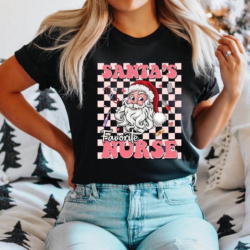 Santa'S Favorite Nurse Xmas Nursing School Student - Adult & Kids T-Shirts, Sweatshirts & Hoodies apparel design preview 1