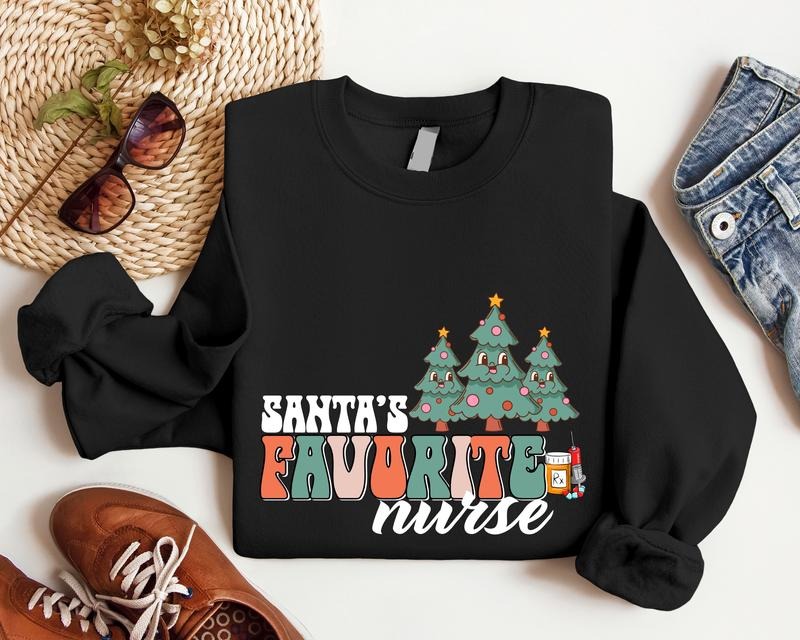 Santa'S Favorite Nurse Appreciation Student Nursing - Adult & Kids T-Shirts, Sweatshirts & Hoodies apparel design preview 1