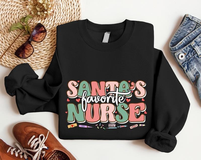 Santa'S Favorite Nurse Matching Nursing School Xmas - Adult & Kids T-Shirts, Sweatshirts & Hoodies apparel design preview 1