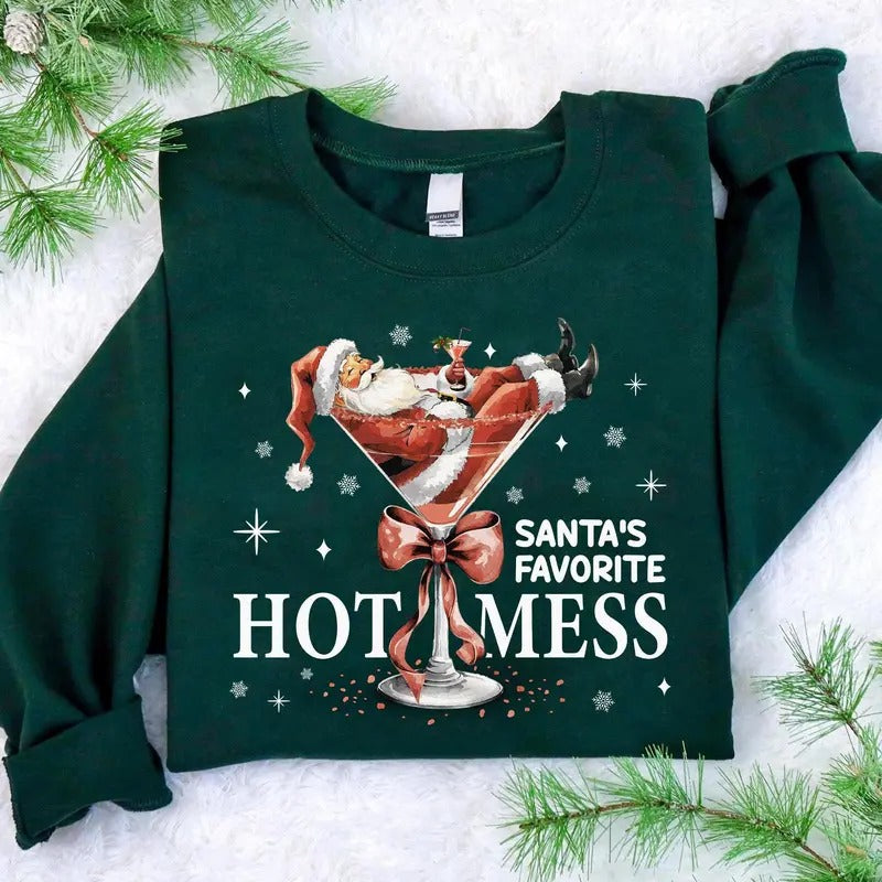 Santa'S Hot Mess Martini Coquette Drink Espresso - Adult & Kids T-Shirts, Sweatshirts & Hoodies apparel design preview 1