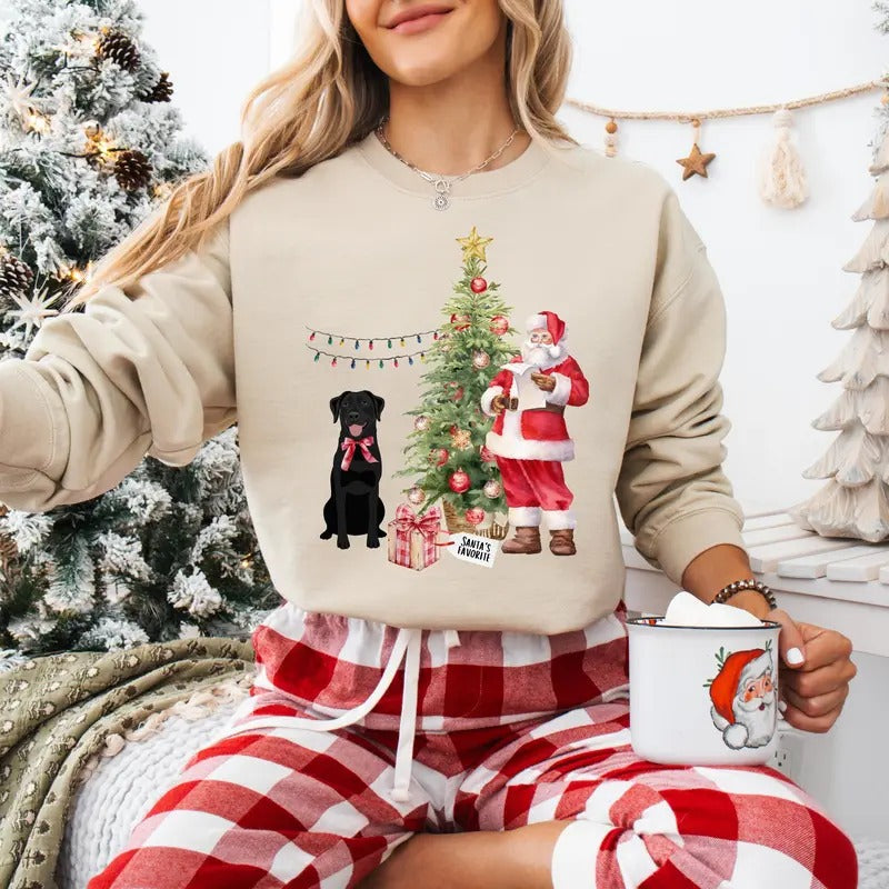 Santas Favorite Labrador Retriever Yelow Lab Black - Adult & Kids T-Shirts, Sweatshirts & Hoodies apparel design preview 1
