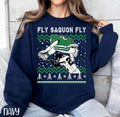 Saquon Barkley Jump Ugly Merry Football - Adult & Kids T-Shirts, Sweatshirts & Hoodies apparel design preview 1