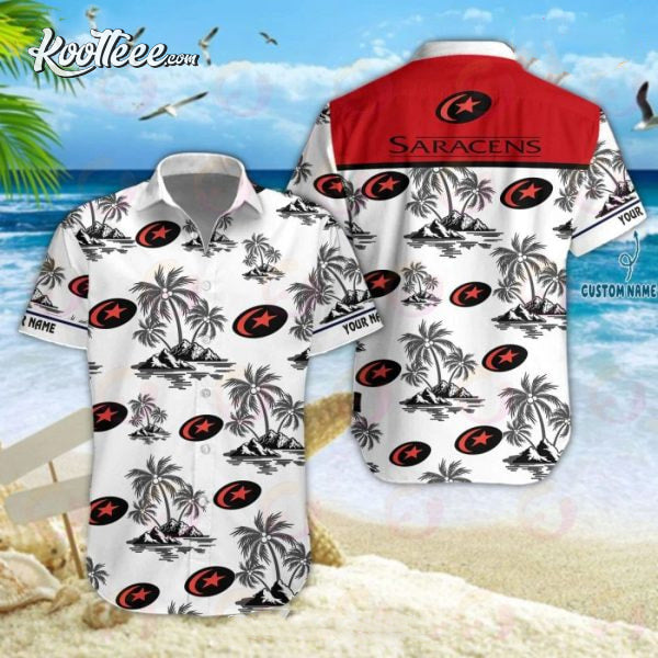 Saracens Custom Name Hawaiian - Adult & Kids T-Shirts, Sweatshirts & Hoodies apparel design preview 1