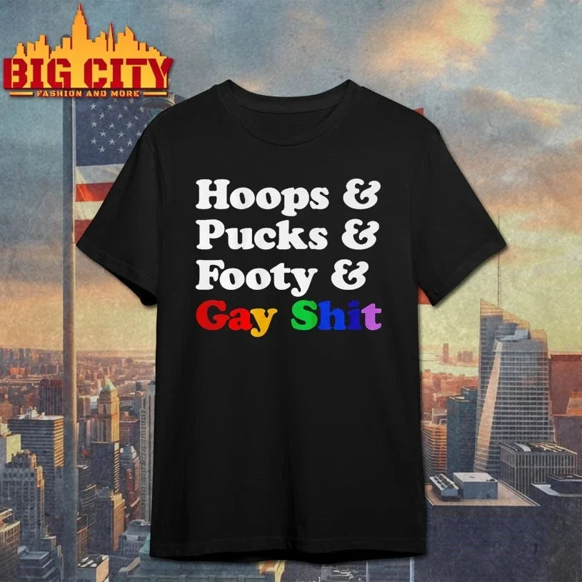 Sarah Spain Hoops &amp; Pucks Footy Gay Shit - Adult & Kids T-Shirts, Sweatshirts & Hoodies apparel design preview 1
