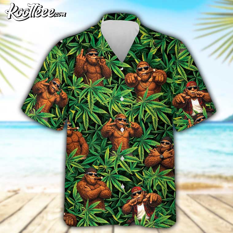 Sasquatch Cool Vibing Funny Bigfoot Hawaiian - Adult & Kids T-Shirts, Sweatshirts & Hoodies apparel design preview 1