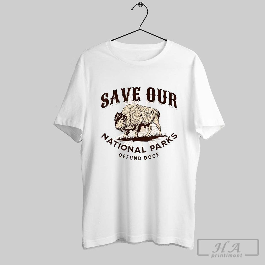 Save Our National Parks Defund Doge Resist Bison - Adult & Kids T-Shirts, Sweatshirts & Hoodies apparel design preview 1
