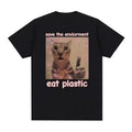 Save Environment Eat Plastic Cute Cat Funny - Adult & Kids T-Shirts, Sweatshirts & Hoodies apparel design preview 1