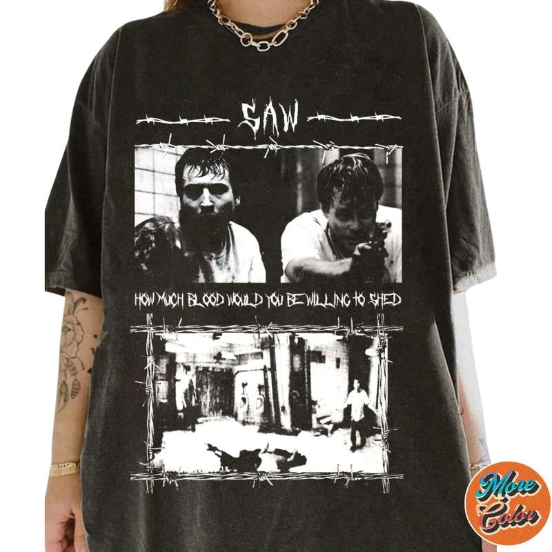 Saw Horror Movie How Much Blood Would You Be Willing - Adult & Kids T-Shirts, Sweatshirts & Hoodies apparel design preview 1