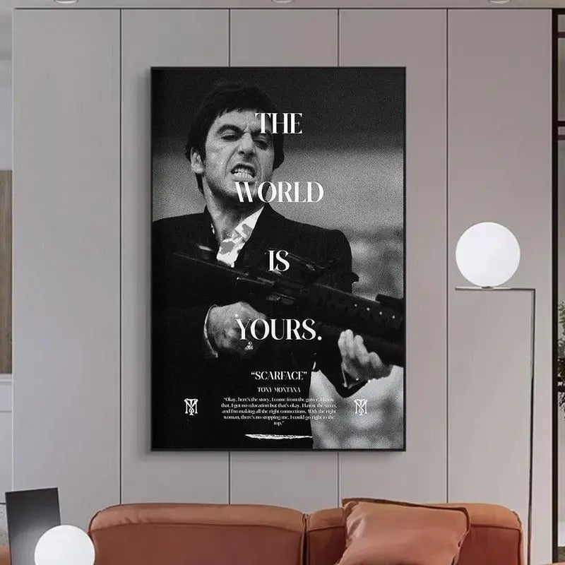 Scarface World Is Yours Classic Movie Posters Prints - Adult & Kids T-Shirts, Sweatshirts & Hoodies apparel design preview 1