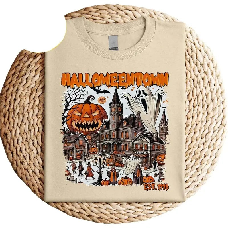 Scary Halloweentown Est 1998 Pumpkin Ghost Spooky - Adult & Kids T-Shirts, Sweatshirts & Hoodies apparel design preview 1