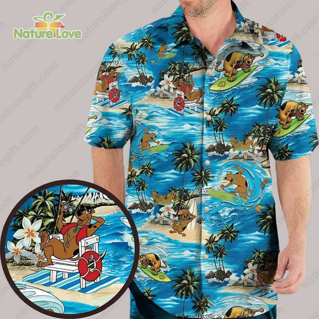 Scooby Doo Surfing Tropical Vibes Hawaiian - Adult & Kids T-Shirts, Sweatshirts & Hoodies apparel design preview 1