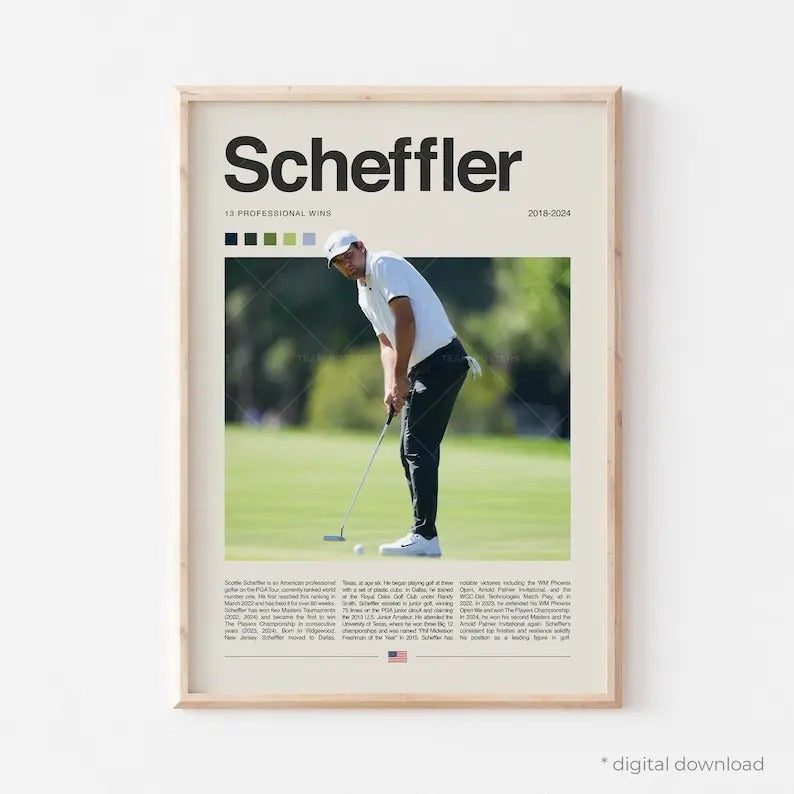 Scottie Scheffler Poster Golf PGA Tour Wall Art - Adult & Kids T-Shirts, Sweatshirts & Hoodies apparel design preview 1