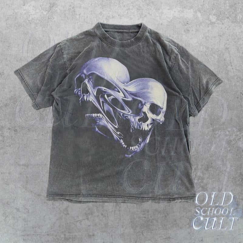 Screaming Skull Vintage 90s Skeleton Y2k Goth Retro - Adult & Kids T-Shirts, Sweatshirts & Hoodies apparel design preview 1