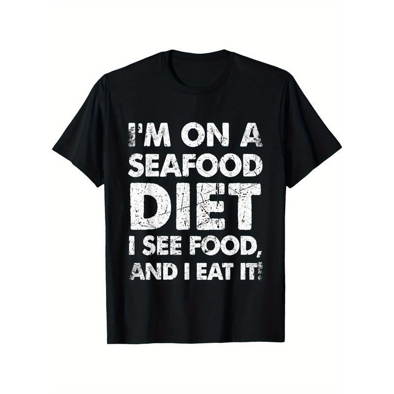 Seafood Diet Humor 100% Cotton Crew Neck Casual Short - Adult & Kids T-Shirts, Sweatshirts & Hoodies apparel design preview 1
