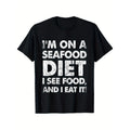 Seafood Diet Humor 100% Cotton Crew Neck Casual Short - Adult & Kids T-Shirts, Sweatshirts & Hoodies apparel design preview 1