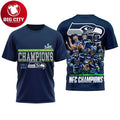 Seahawks 2025 NFC Champions Team Roster Graphic Two - Adult & Kids T-Shirts, Sweatshirts & Hoodies apparel design preview 1